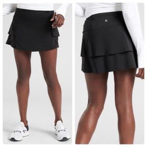 Athleta Momentum tennis skirt Black Layered Swing Skirt Sz LARGE